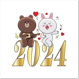 Cony Bunny Happy New Year 2024 Posters and Art